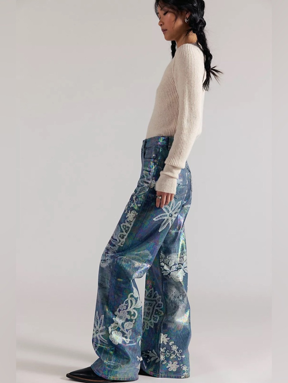 NWT Free People We The Free Tinsley Printed High-Rise Illusions Jeans - Picture 5 of 12